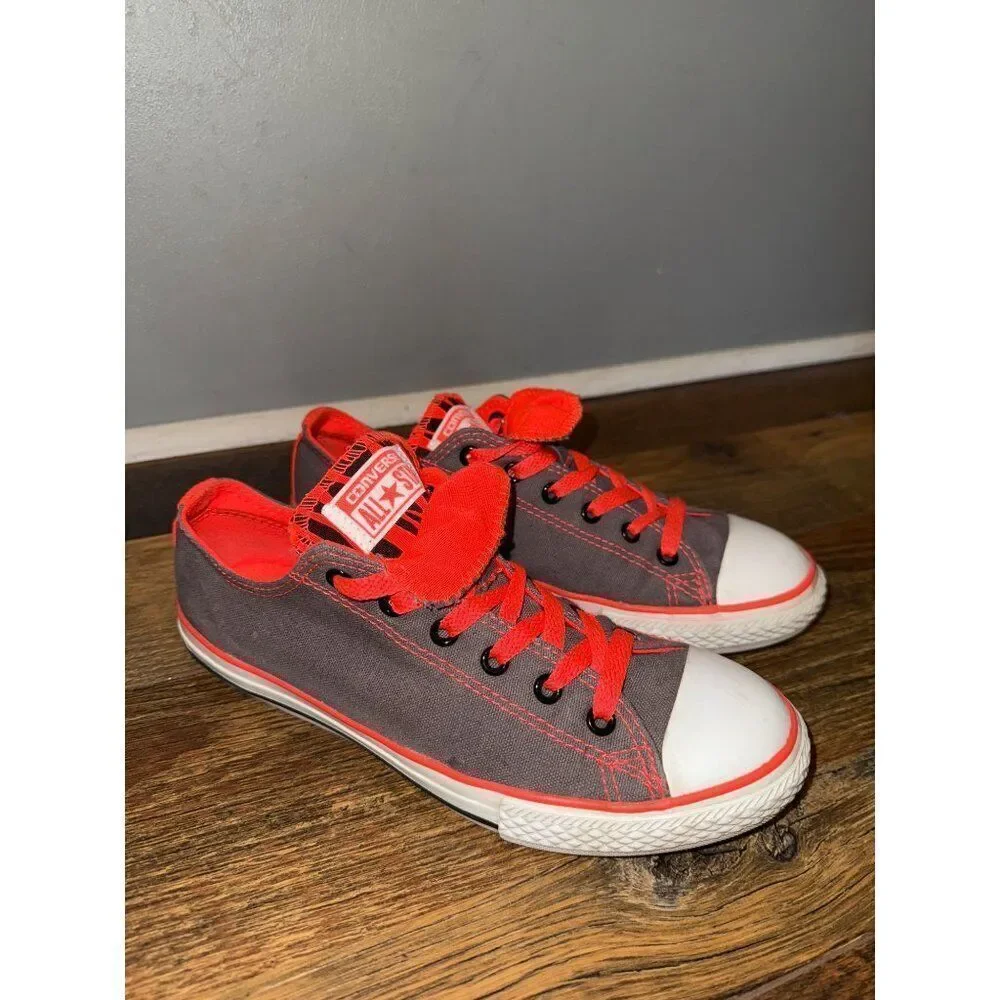 Converse‎ Double Tongue Grey Orange Animal Print Junior Size 5/ EU 37.5